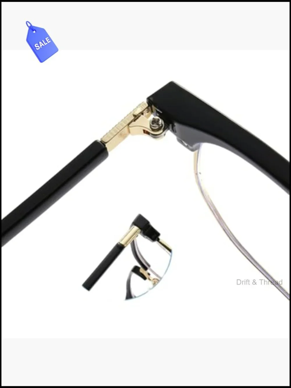 Vintage Stylish Semi-Rimless Clear Lens Glasses Blue Light Blocking